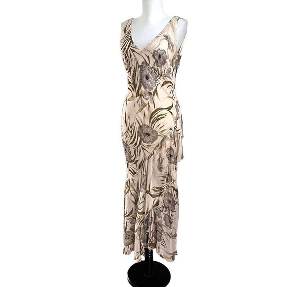 vintage Eva Blue Y2K Beaded Floral Ruffled Dress 8 Asymmetrical Fairy Grunge - Picture 2 of 13